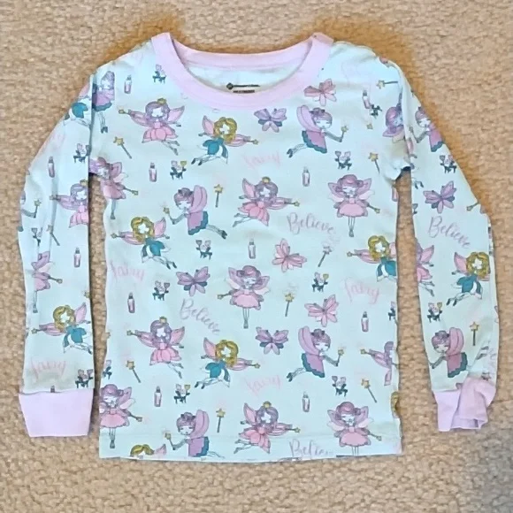 Pajama Set Girls Size 2T Fairy Butterfly Hearts Member's Mark Green Pink Yellow - Picture 3 of 9